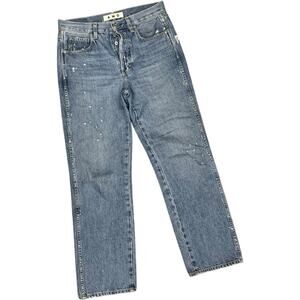 AMO Layla Harmony Jean Relaxed Straight Hi Rise 27 Organic Cotton Distressed
